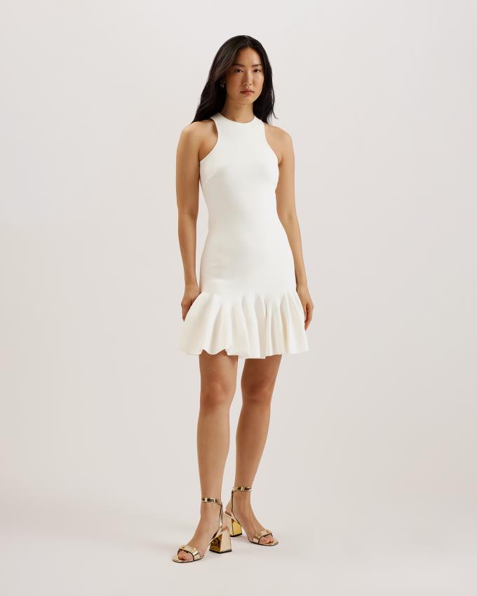 Peignoir Ted Baker Fluted Hem Knitted Mini Blanche Femme | LLG-20163134